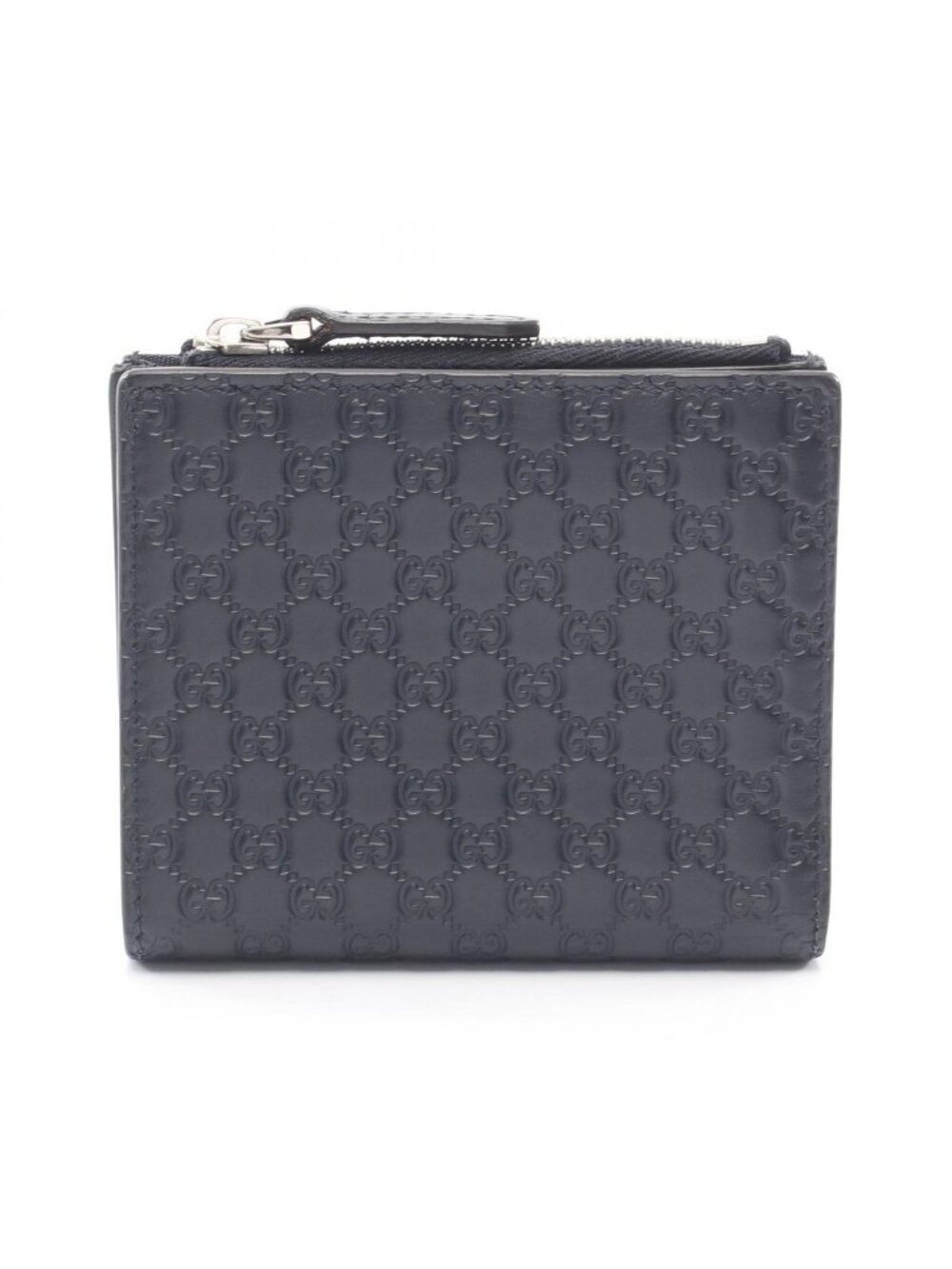 Gucci Bifold Wallet Micro Guccissima Navy Leather Compact